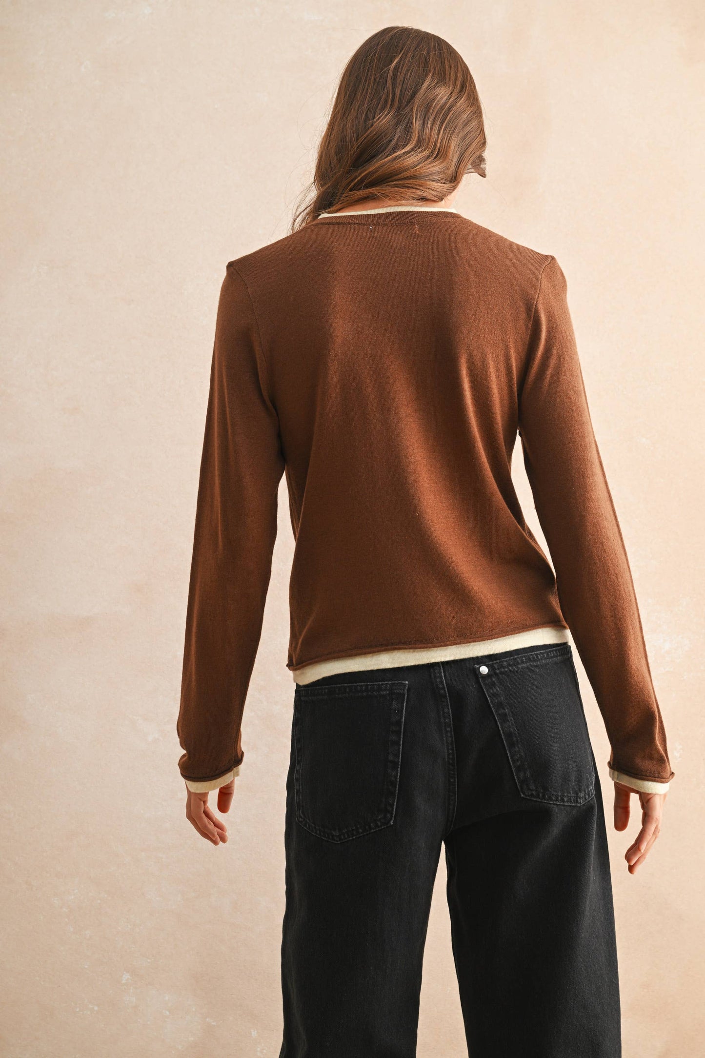 T5259   LONG SLEEVE LOOKS LATERED KNITTED TOP