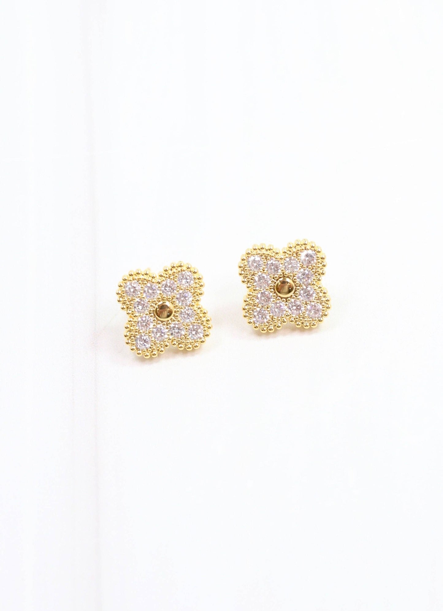 Edner CZ Clover Earring Gold