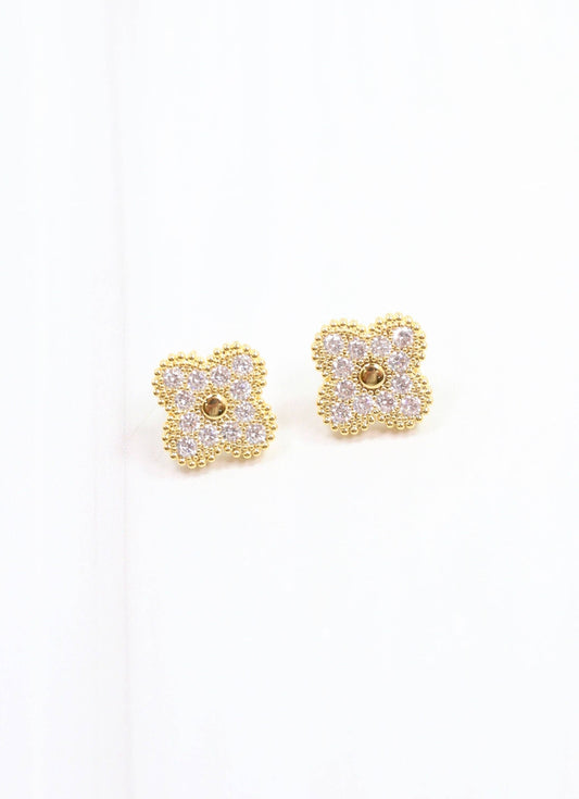 Edner CZ Clover Earring Gold