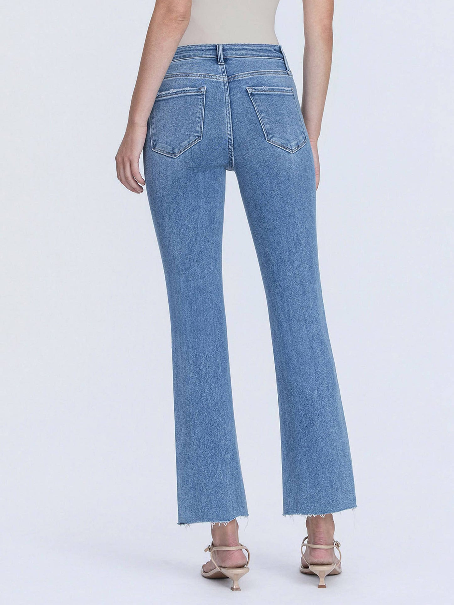 CLEAN CUT RAW HEM CROP FLARE JEANS