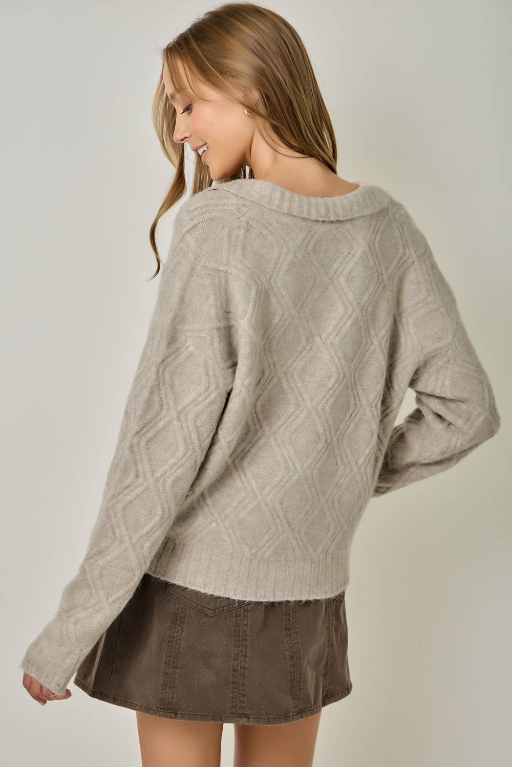 Diamond Textured Mohair Pullover