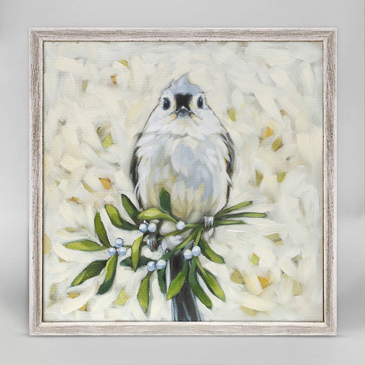 Tufted Titmouse On Cream Mini Framed Canvas