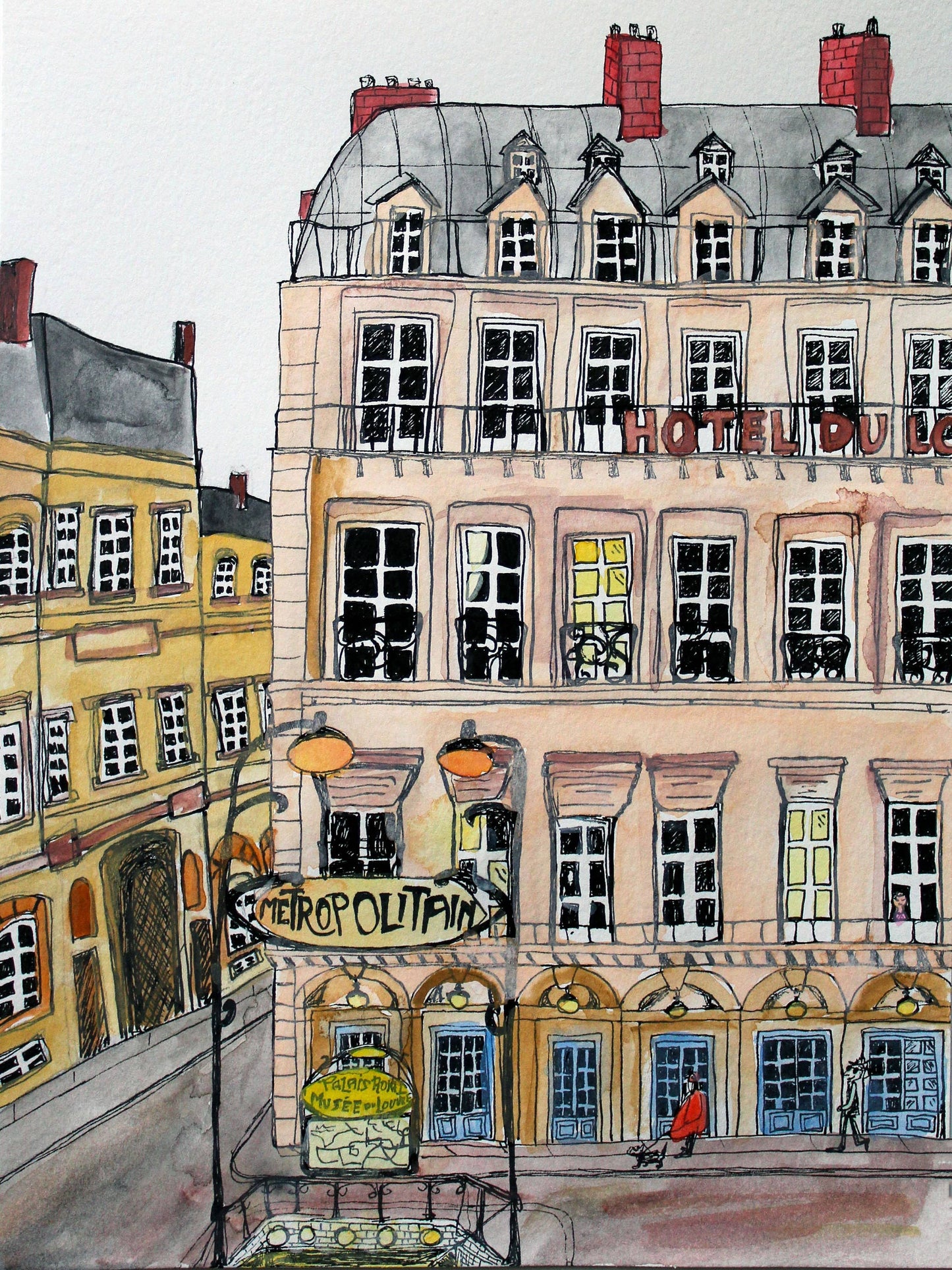 "Hôtel Du Louvre" - Giclée Fine Art Print  Illustration, Art