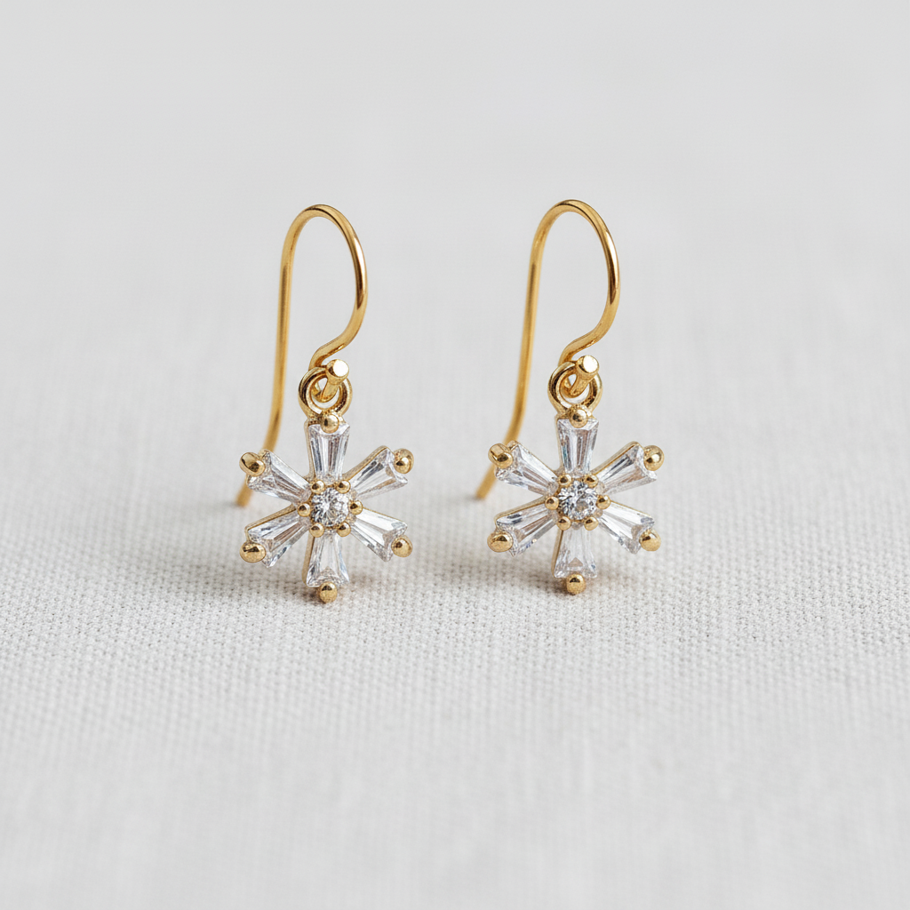 Pave Zircon Daisy Bloom Stud Earrings