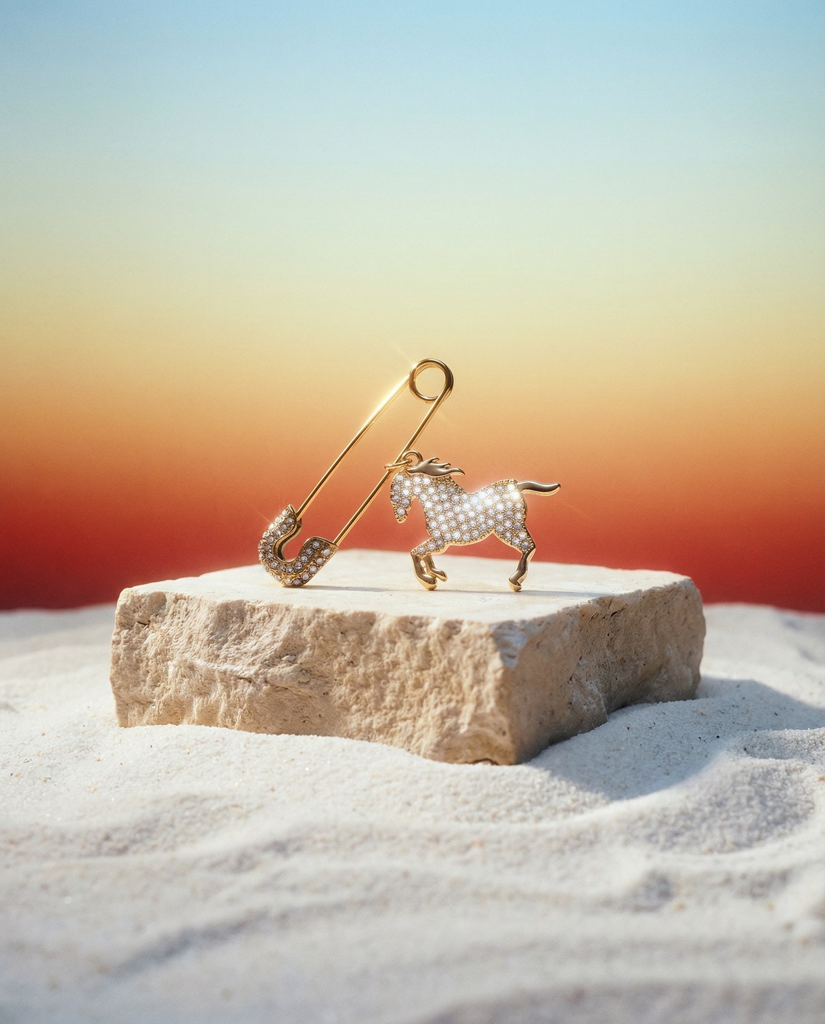 Running Horse Safety Pin Brooch
