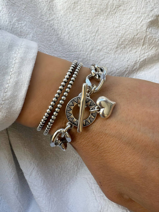 Silver Heart Love Bracelet