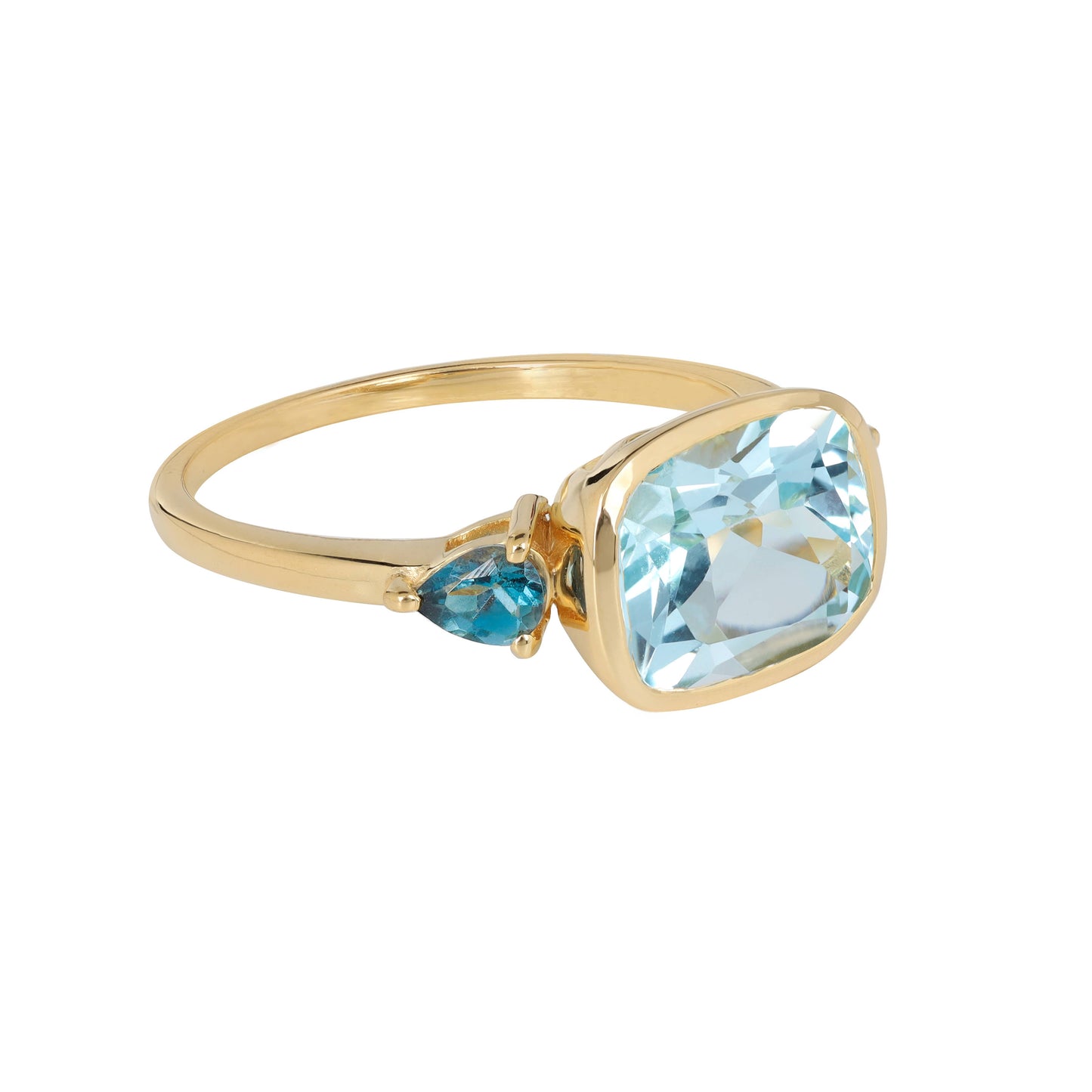 Azure Blue Topaz Trio Ring