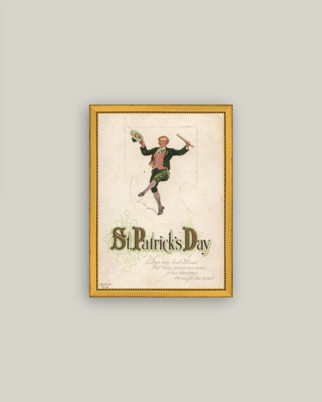 Dancing Leprechaun Framed Antique Art