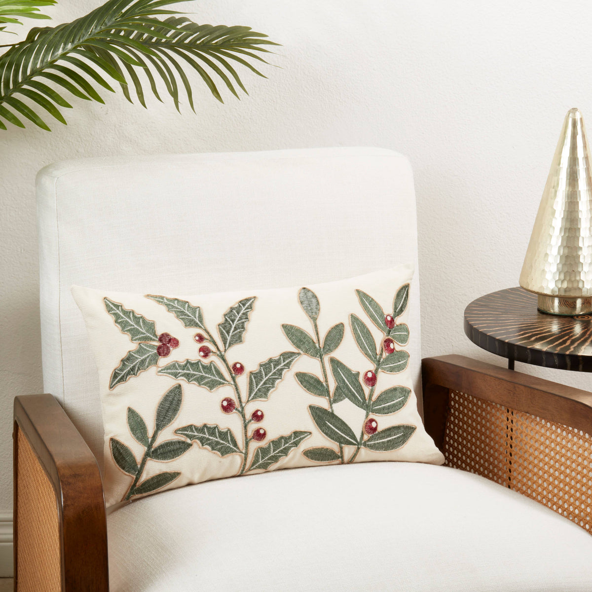 Holly Berry Burst Throw Pillow