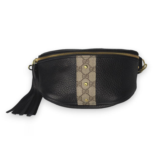 Britt Belt Bag In Black Leather | Upcycled Gucci