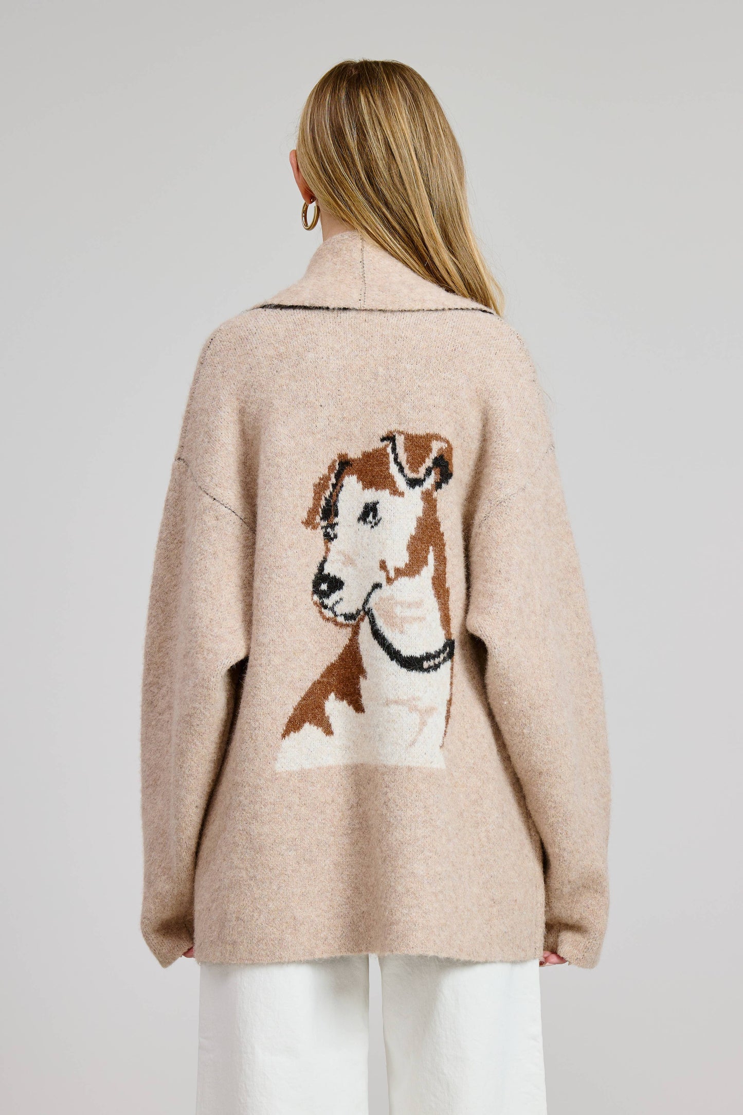 Puppy Jacquard Sweater Cardigan