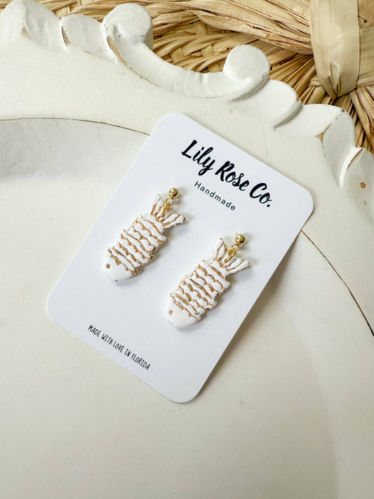 White and Gold Fish Earrings