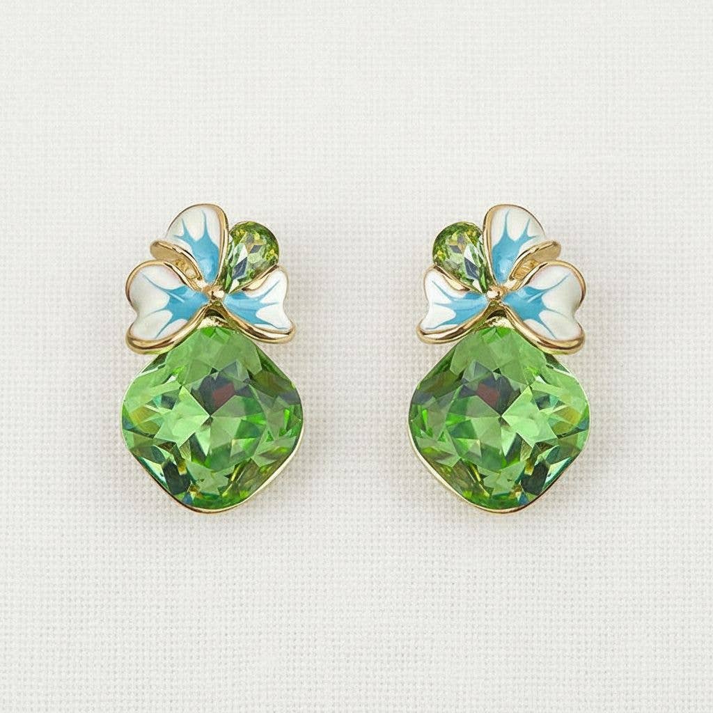 Charming Floral Gemstone Drop Earrings