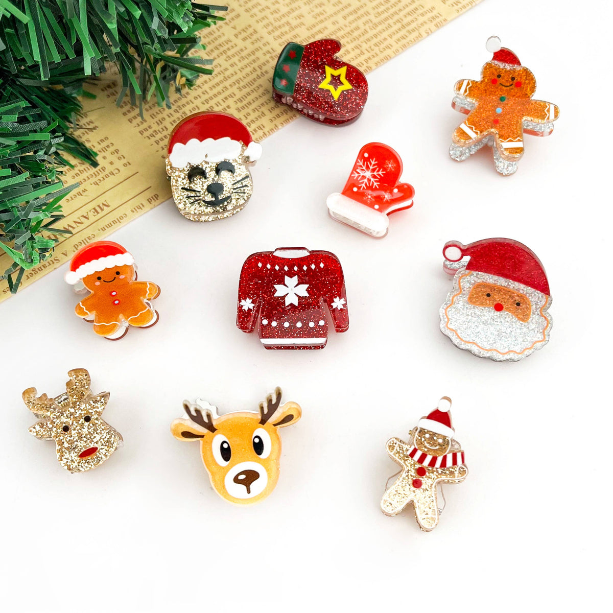 Christmas Glitter Mini Hair Claw Clip