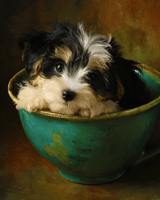 Lil Havanese Puppy - Pup in a Cup - Art Print - 8"x10" Artwork
