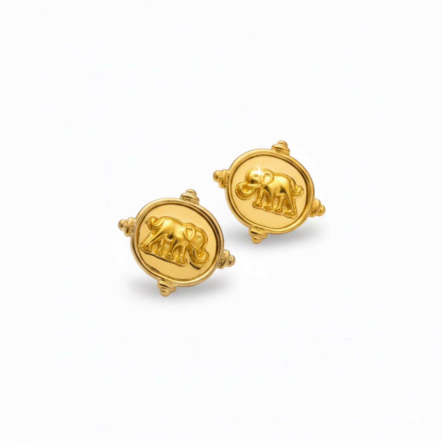 Regal Elephant Medallion Stud Earrings
