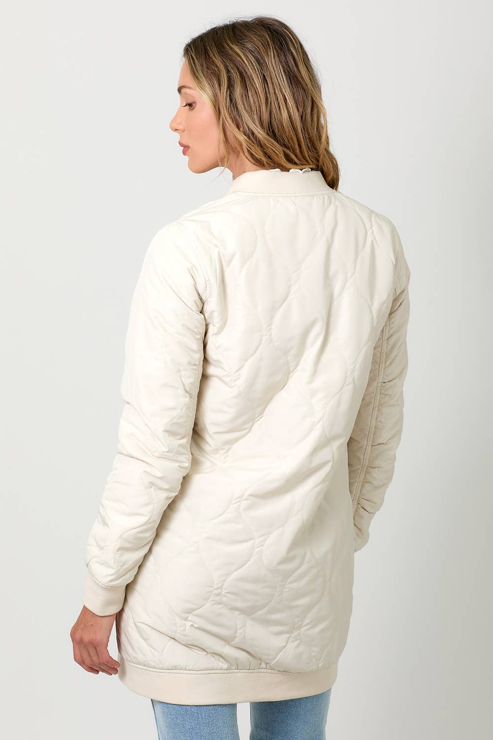 Quilted Long Bomber Jacket