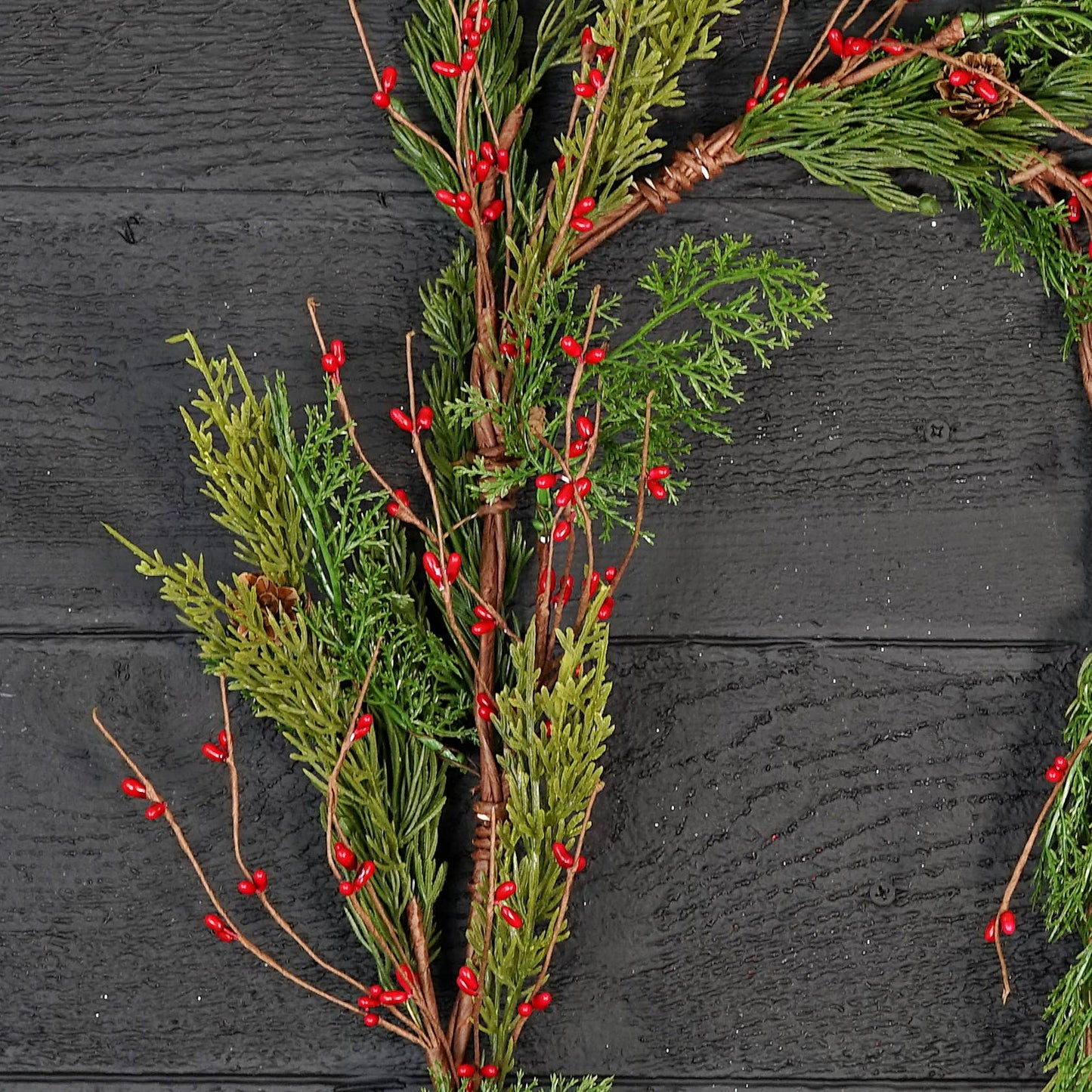 4ft Evergreen Pine with Red Pips Garland-