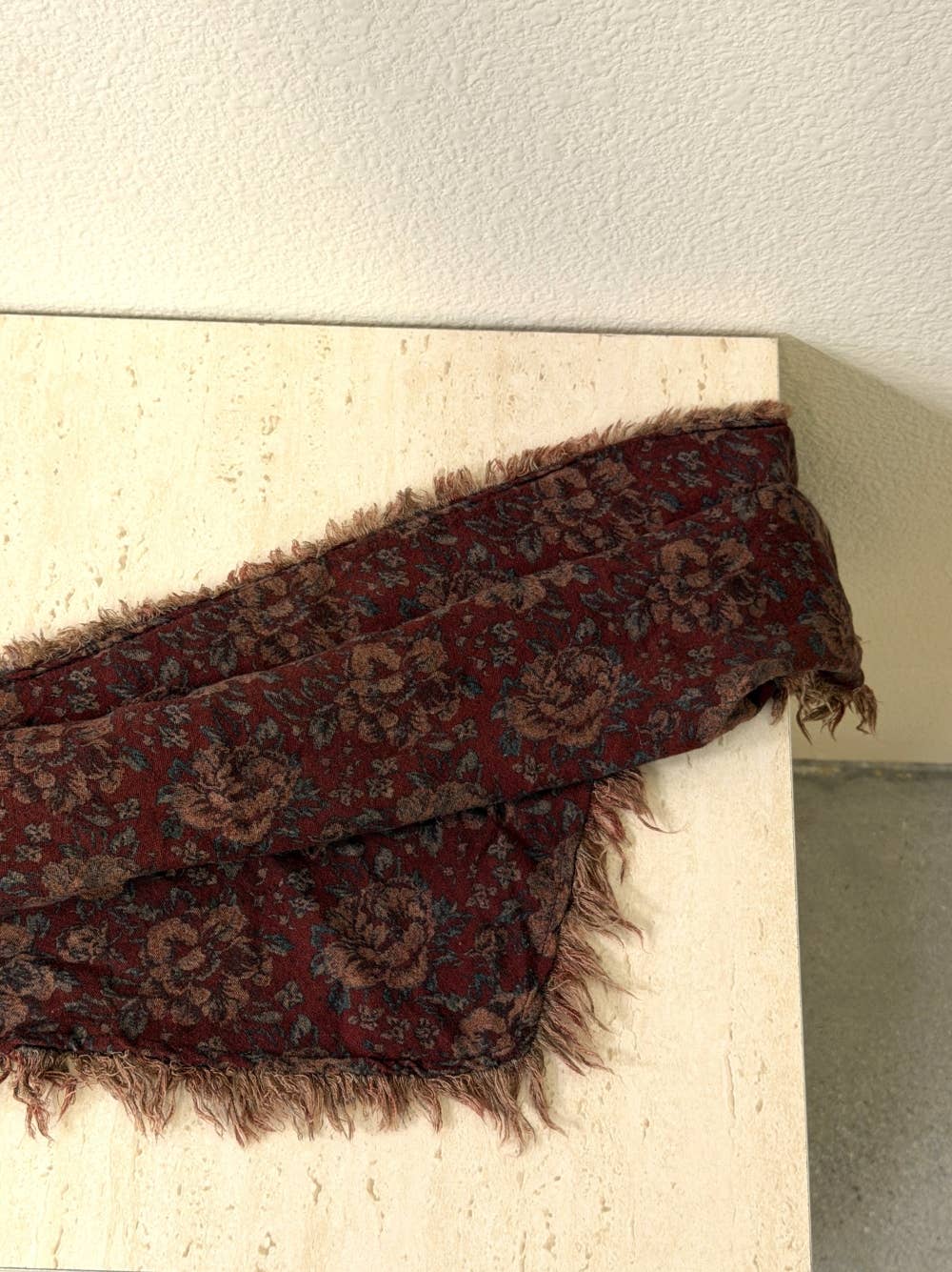 Floral Print Triangle Fringe Scarf