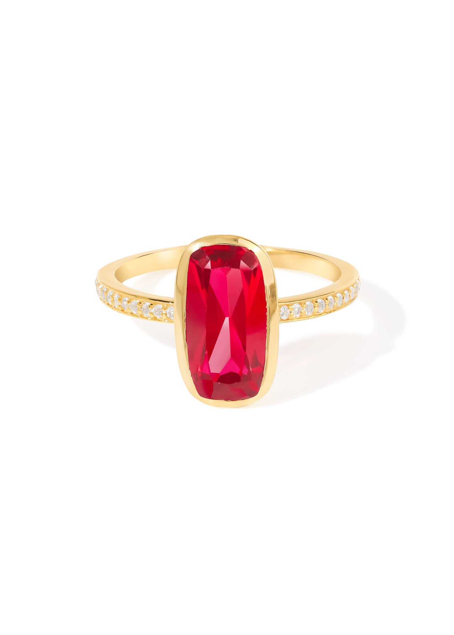 Lab Created Ruby Verdant Halo Pave Ring
