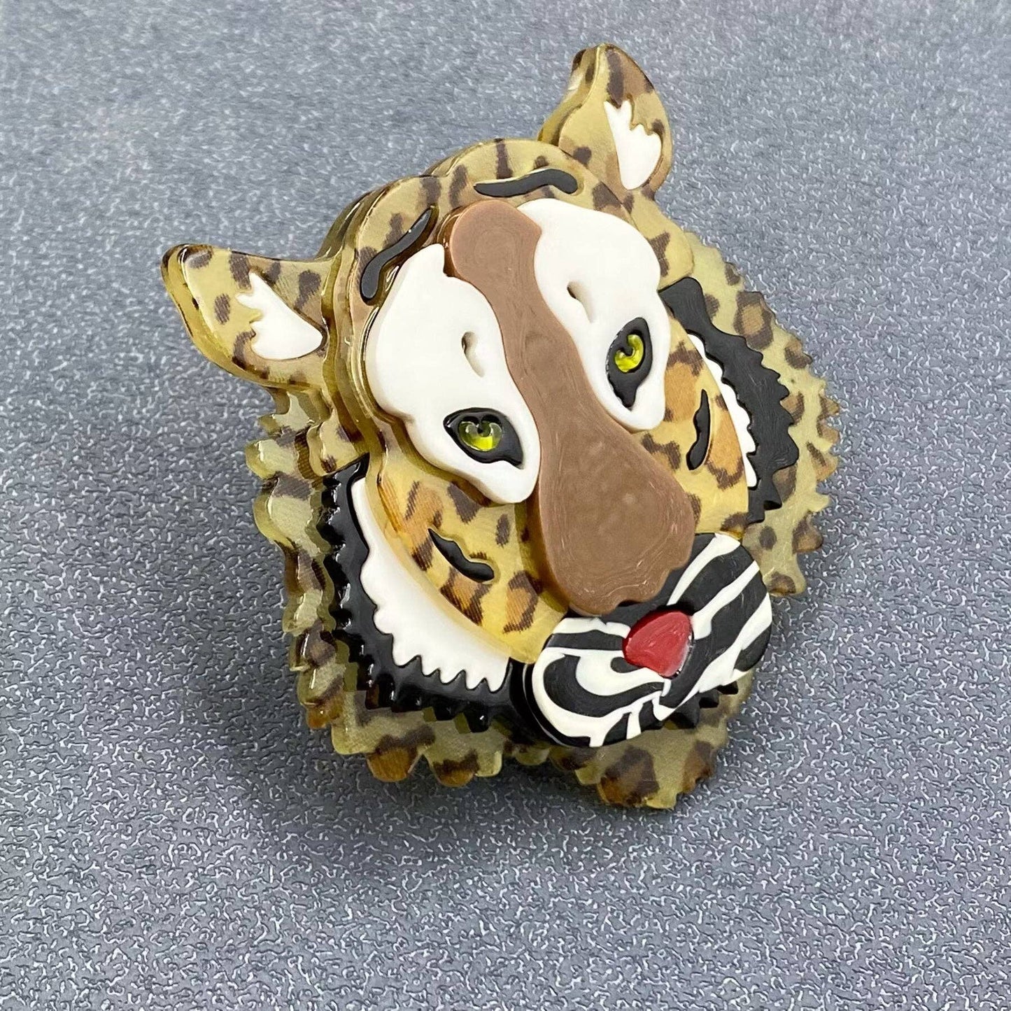 Acrylic Tiger's Head Brooch