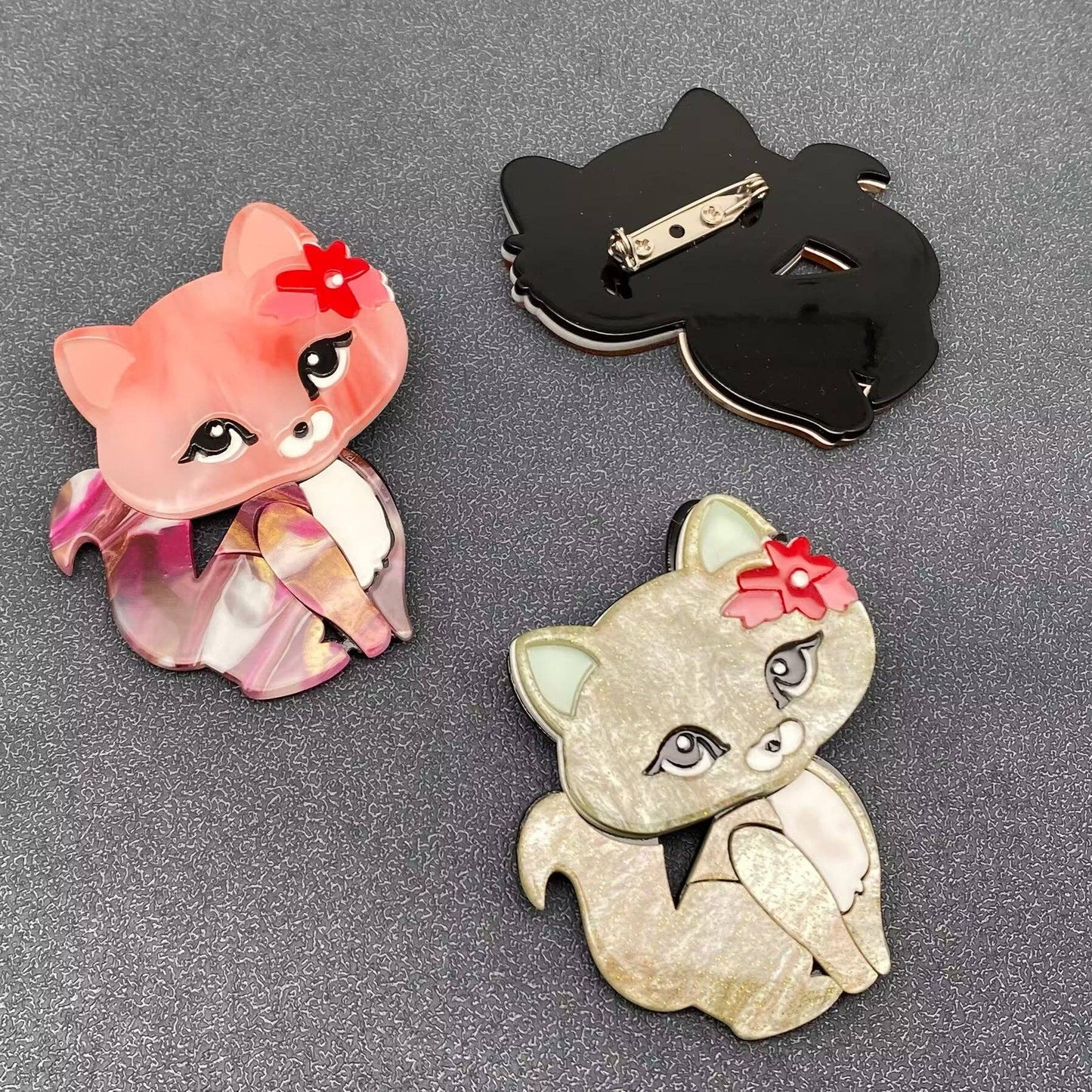 Cute Acrylic Fox Brooch
