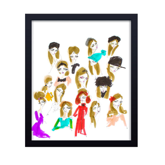 'Hats And Hair' Framed Print Wall Art by Chauncey Jacks