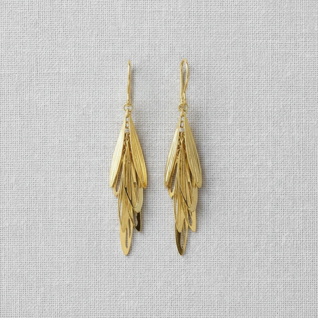 Gold Tone Long Tassel Earrings