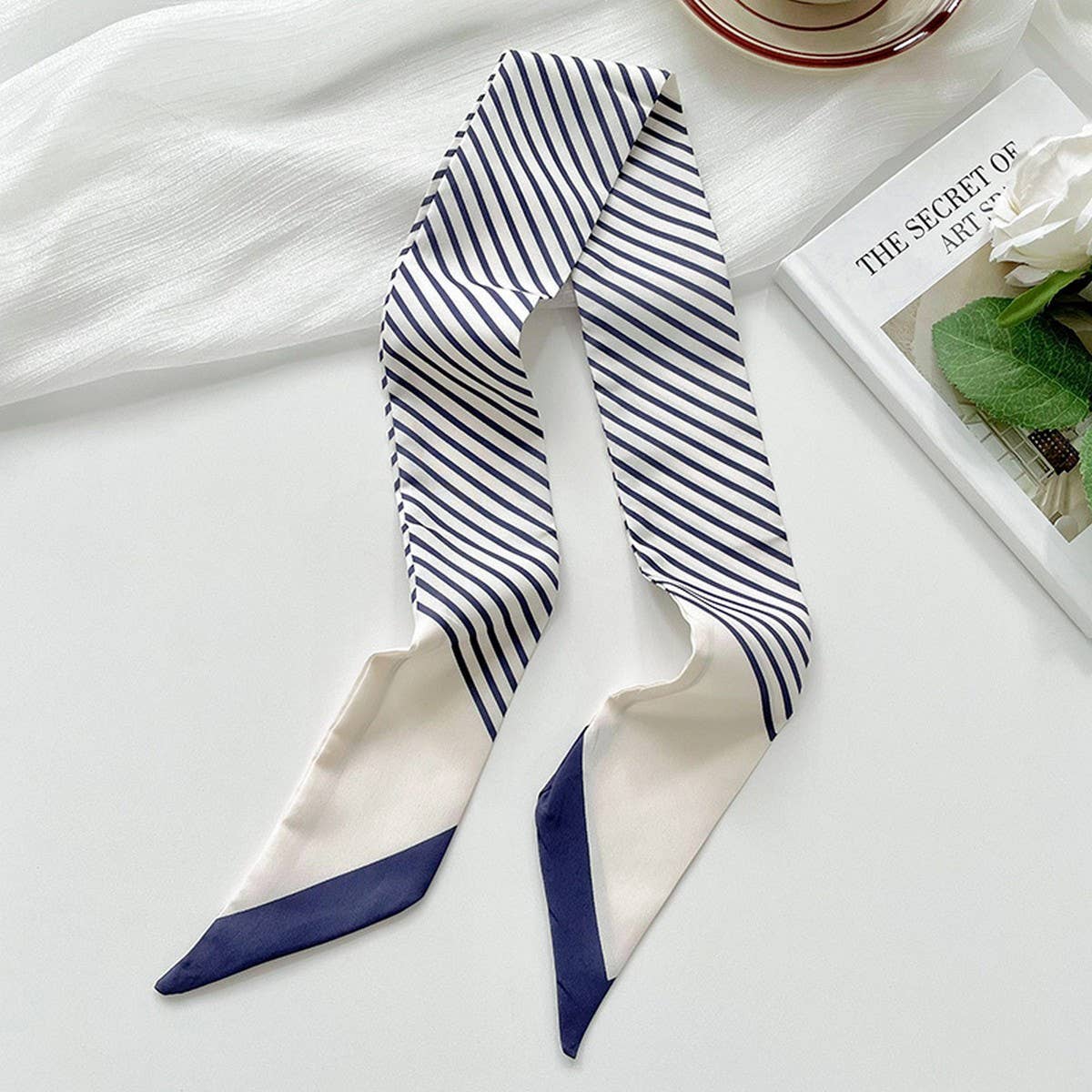Striped Skinny Scarf Hair Tie Bag Ribbon WrapStrip