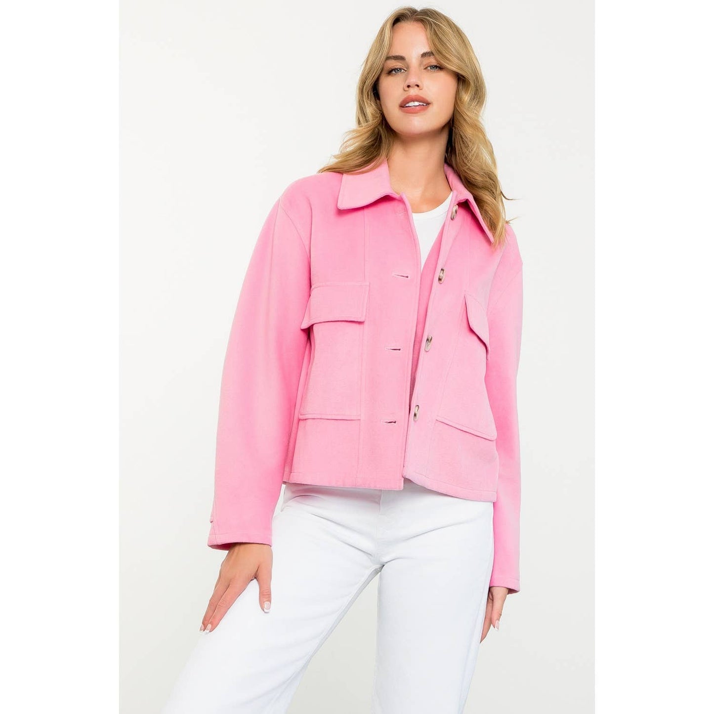 Pink Button-Front Jacket