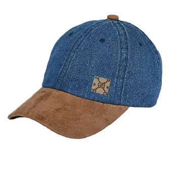 Upcycled Gucci Twill and Suede Baseball Cap