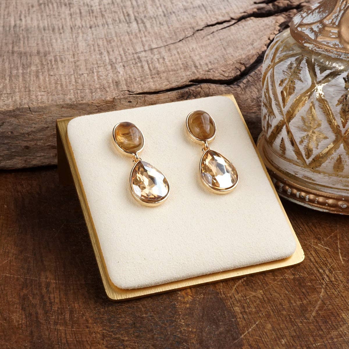 Moonlit Grace – Classic Teardrop Jeweled Statement Earrings