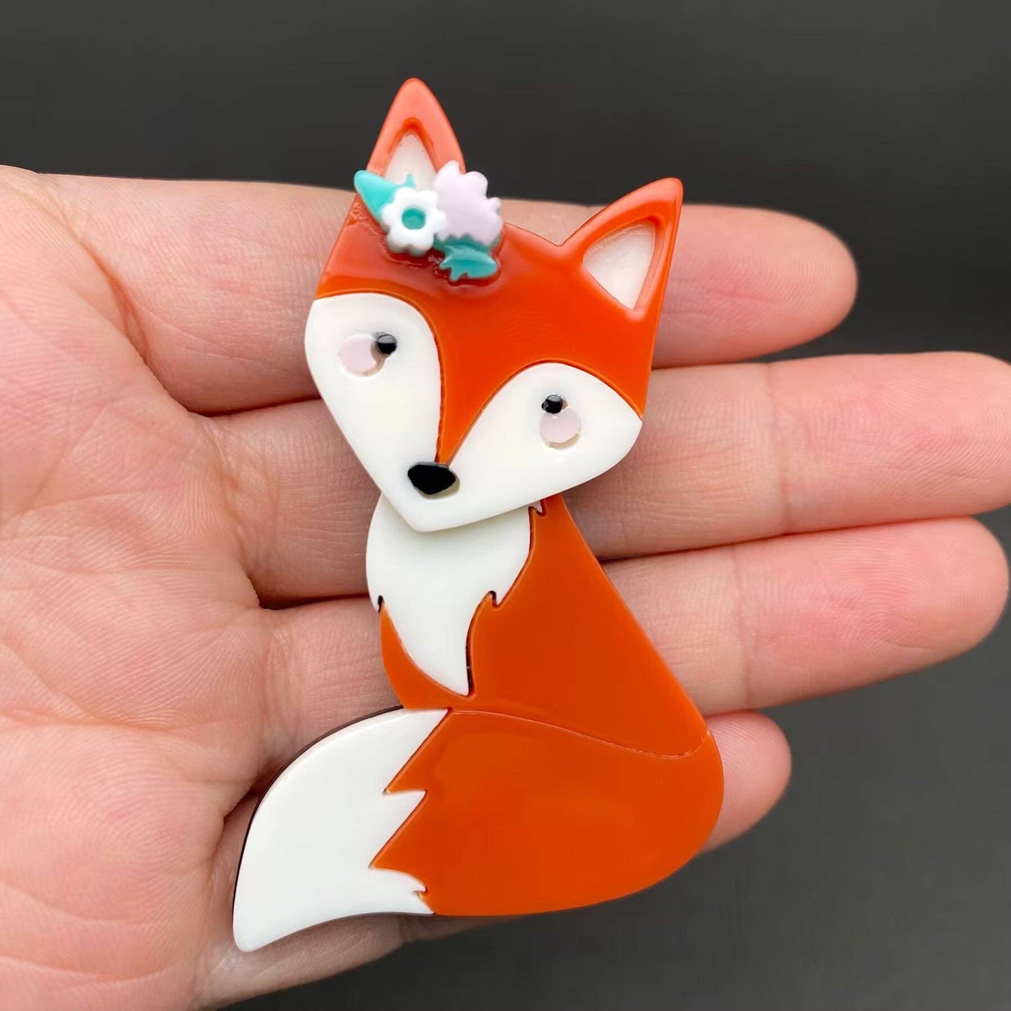 Acrylic Fox Brooch