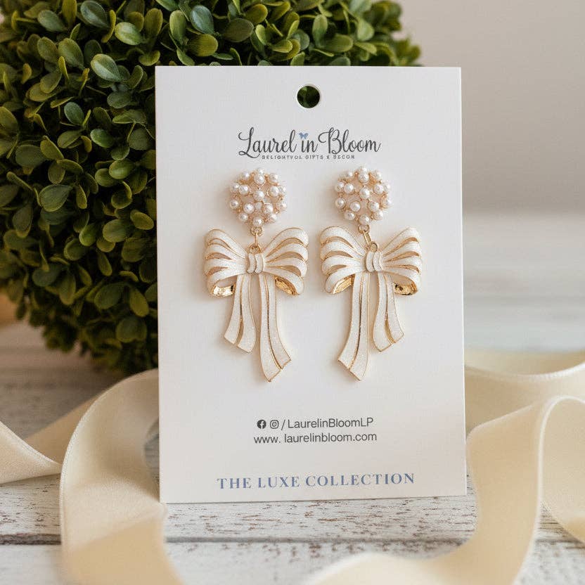 Ribbon & Pearls Holiday Bow Drops
