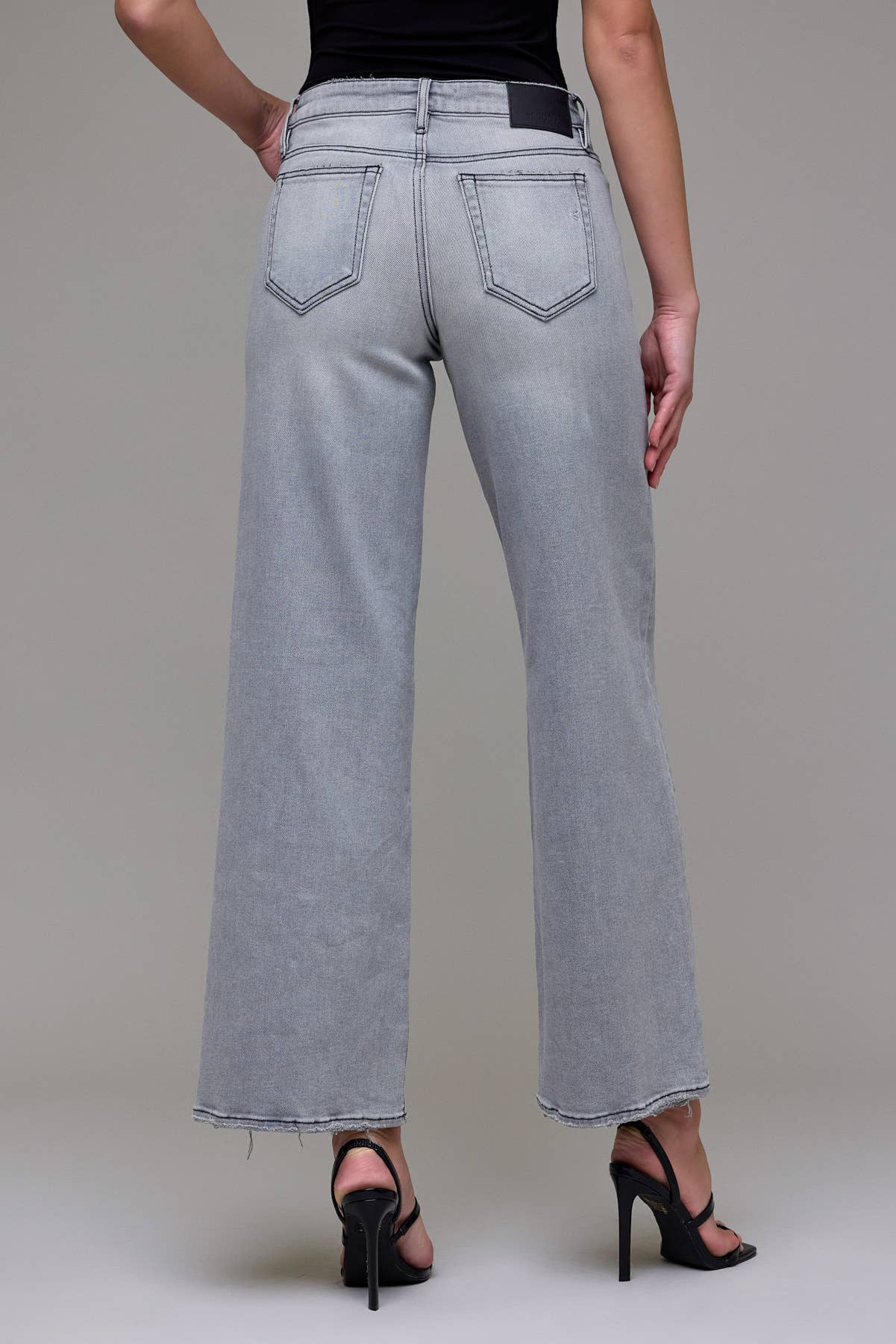 Light Grey Mid Rise Extra Wide Leg Jeans