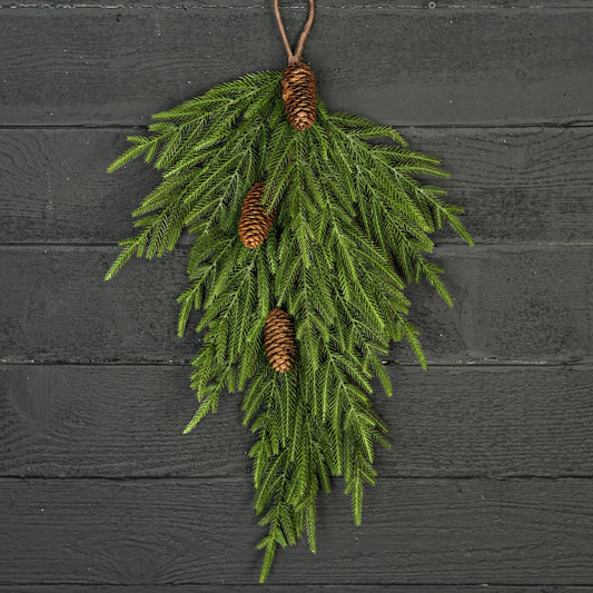 510073- 28inLx16inW Teardrop-Evergreen Norfolk Pine w.Long P