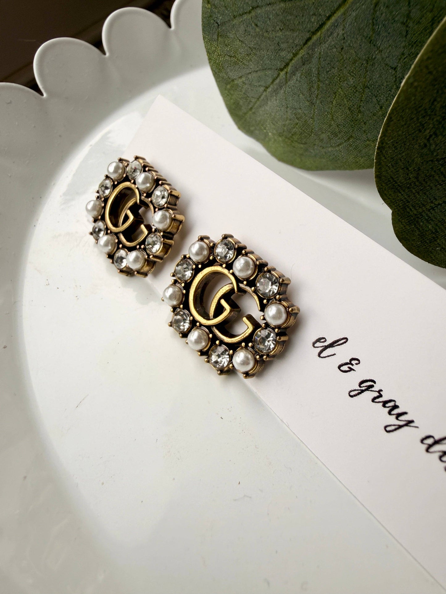 Upcycled Gucci Pearl Pendant Earrings