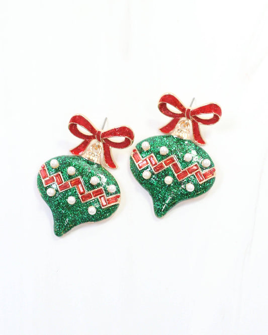 Bridger Bow and Ornament Earring Green