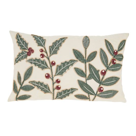 Holly Berry Burst Throw Pillow