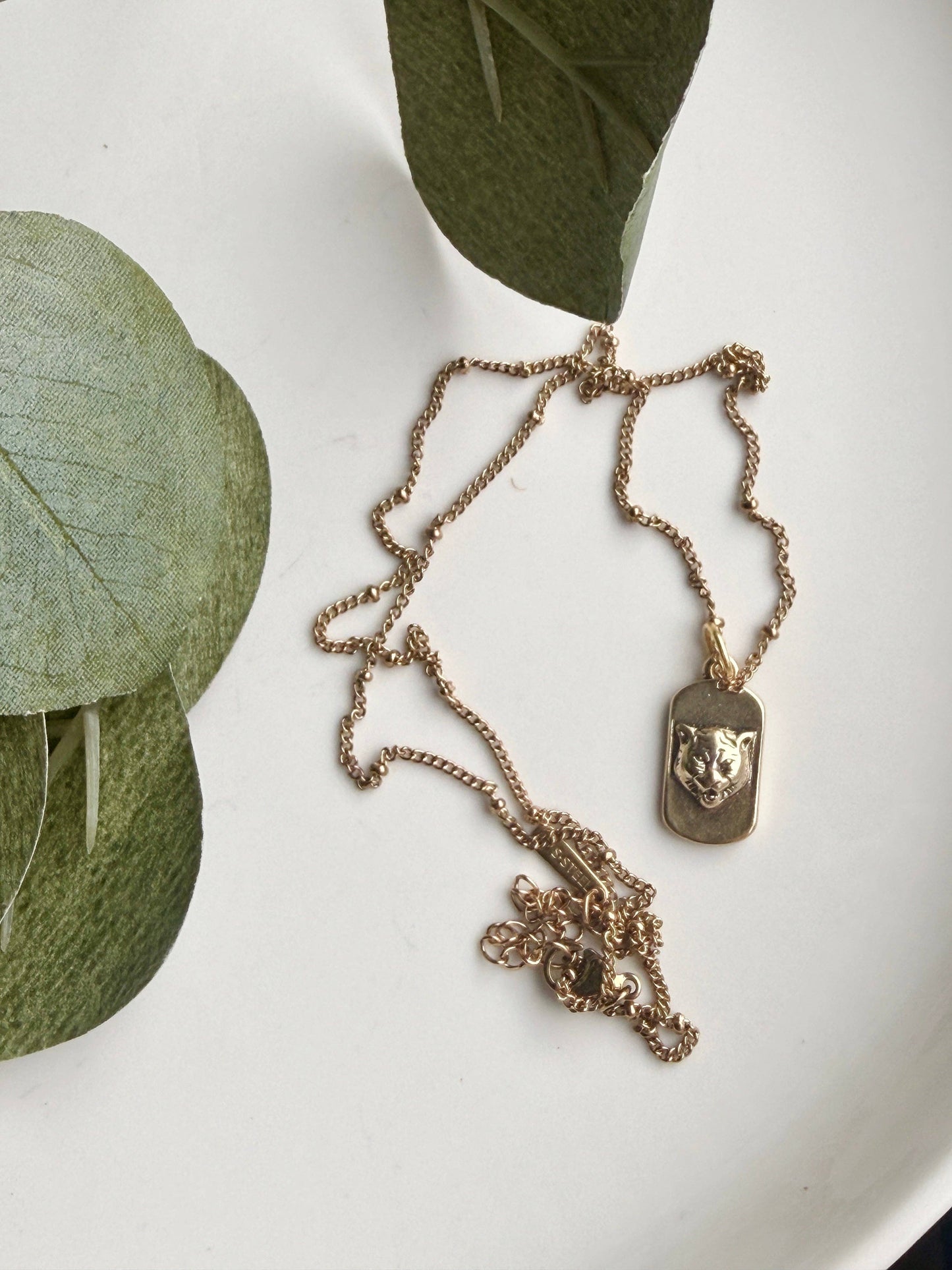 Upcycled Gucci Tiger Pendant Necklace