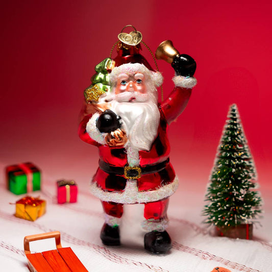 Festive Delivery Santa Claus Coming to Town Glass Ornament