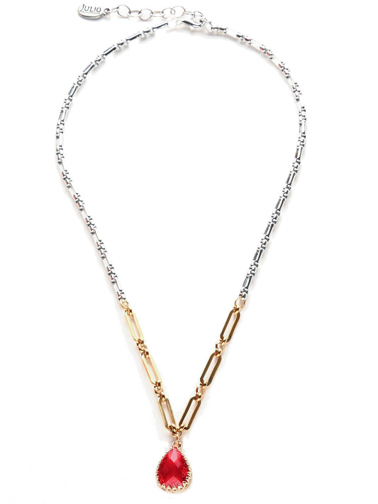 Mabank Faceted Crystal Pendant on Duo-Textured Chain