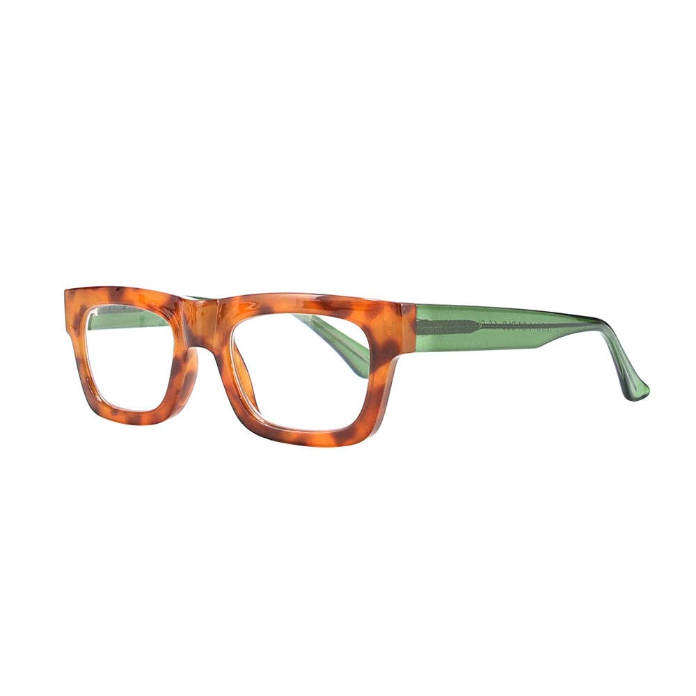 OLLIE | Amber Tortoise / Green | Blue Light Blocking