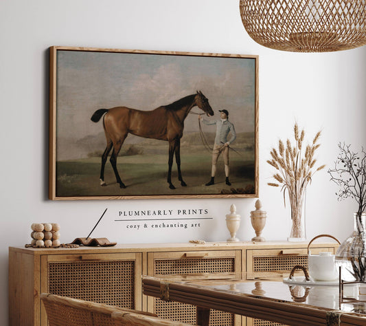 Vintage Horse Portrait Oil Painting Framed Canvas Art 1