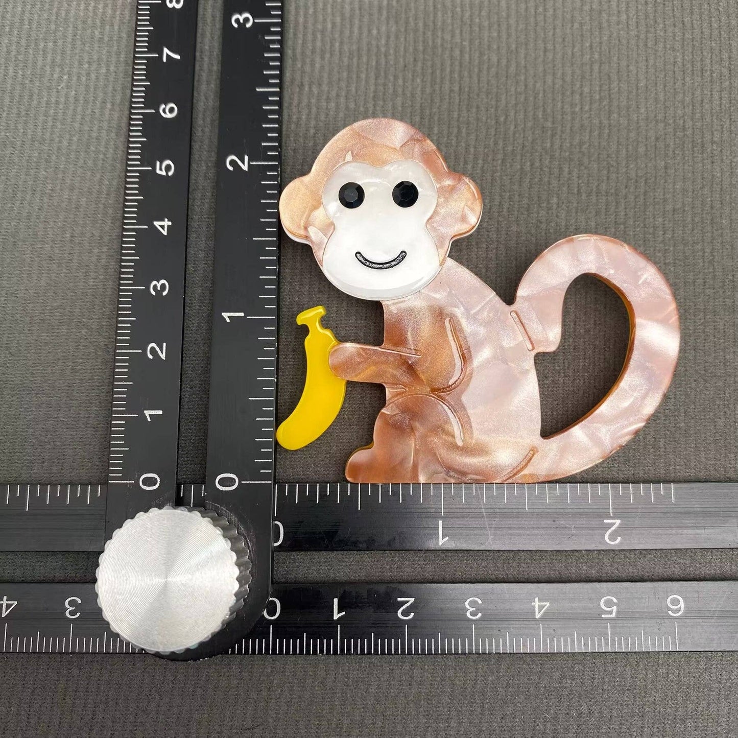 Monkey Holding Banana Acrylic Brooch