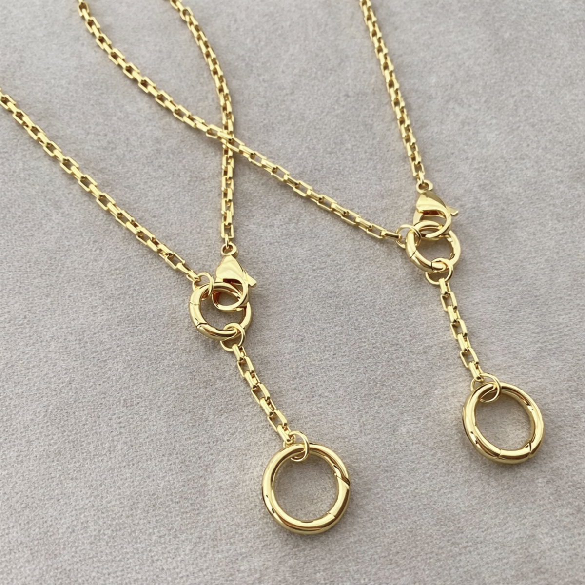 Gold Carabiner Necklace, Charm Holder Necklace