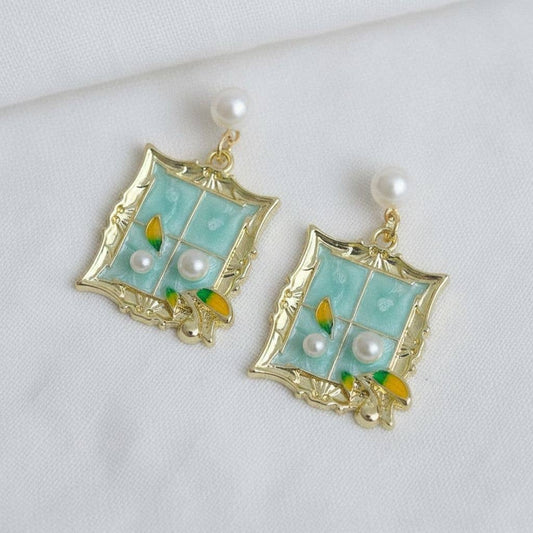 Artistic Vintage Floral Drop Earrings