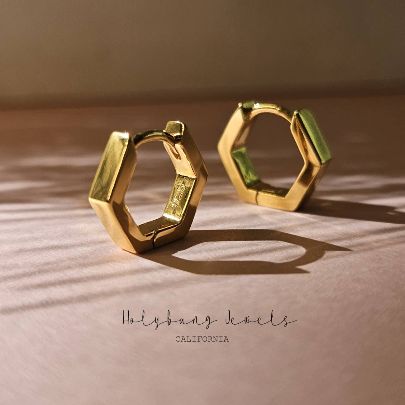 Hexagon Huggie Earrings