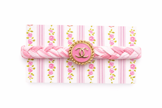 Pink Stripe Liberty Fabric Braided Bracelet