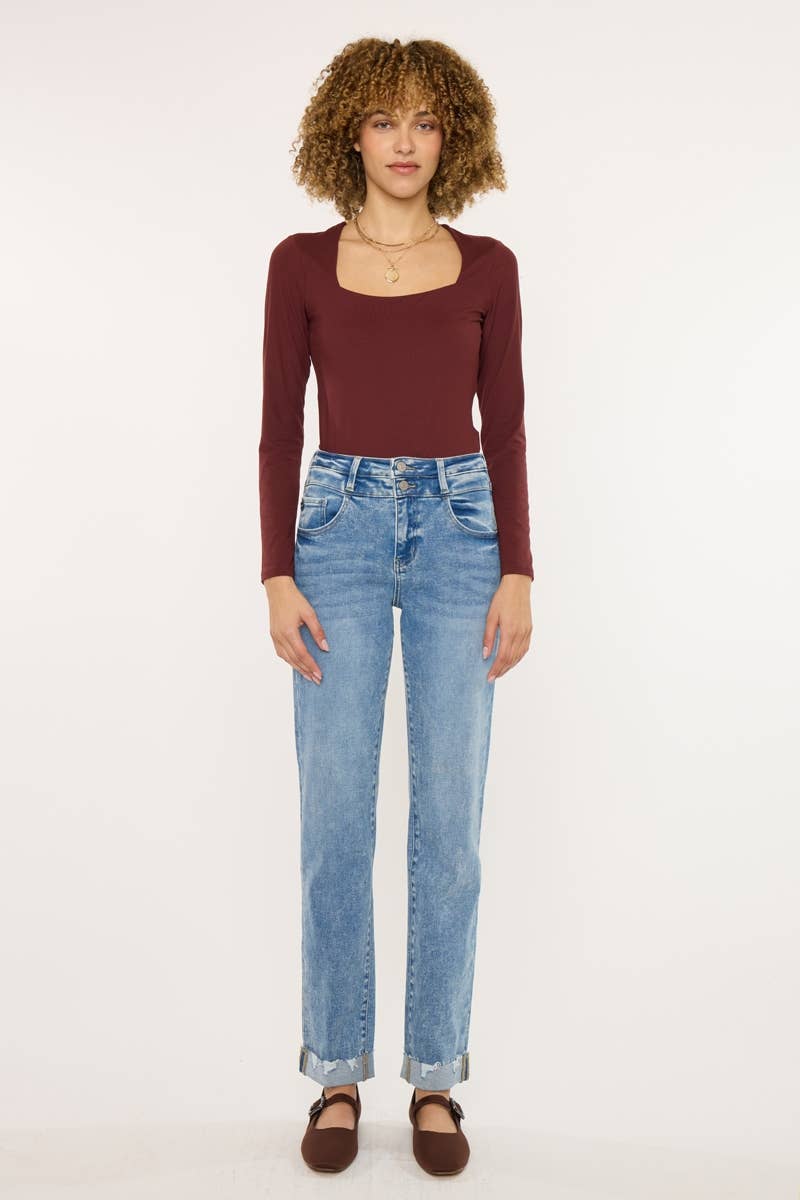 HIGH RISE SLIM STRAIGHT JEANS